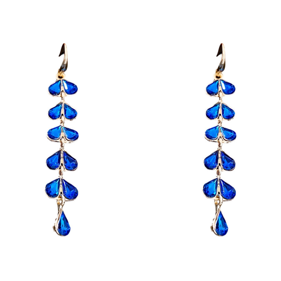 Vintage Leaf Fringe Earrings with Diamond Accents – Unique Boho Chic Hook Design