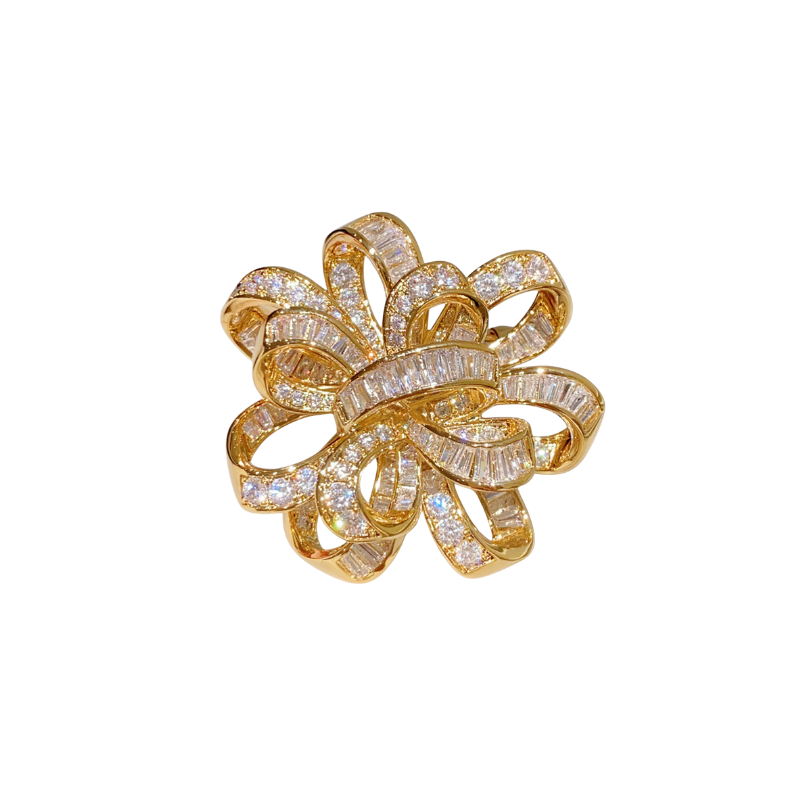 Luxury Ribbon - Shaped Crystal Brooch for Elegant Style