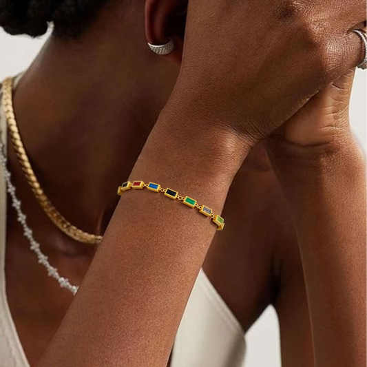 Colorful Zircon Bracelet - Stylish and Versatile Multi - colored Gem Hand Jewelry