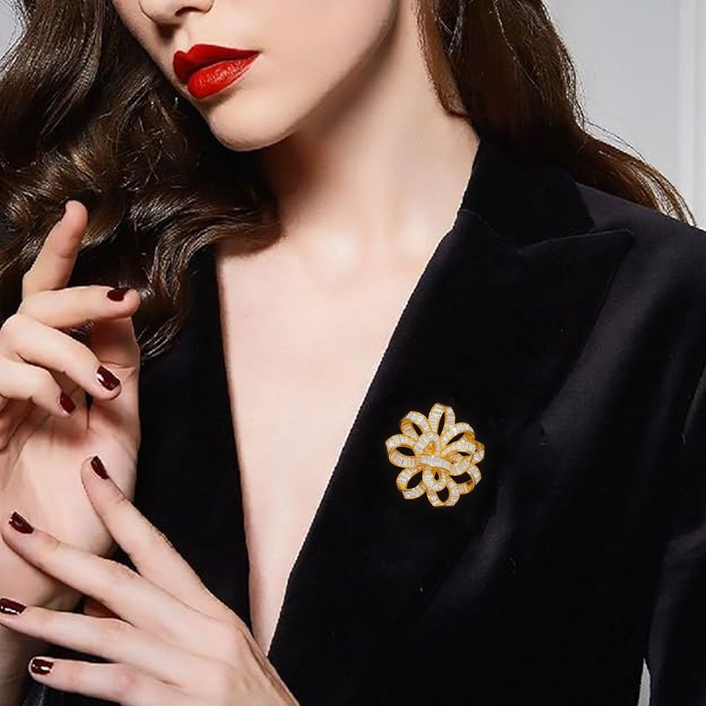 Luxury Ribbon - Shaped Crystal Brooch for Elegant Style