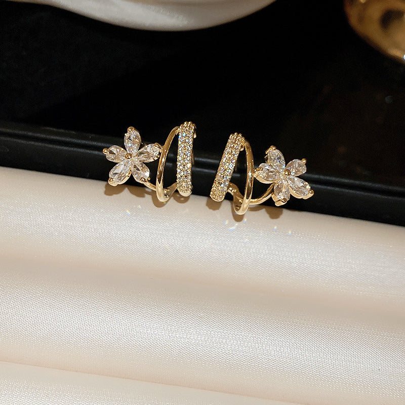 925 Silver Zircon Flower Stud Earrings – Korean Minimalist Elegance, Hypoallergenic Everyday Luxury