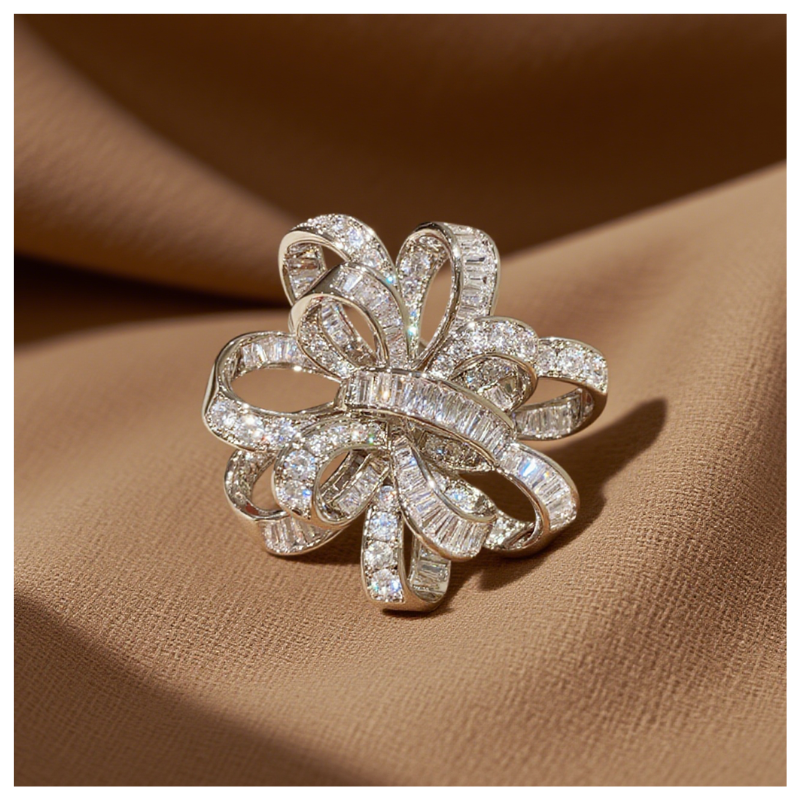Luxury Ribbon - Shaped Crystal Brooch for Elegant Style