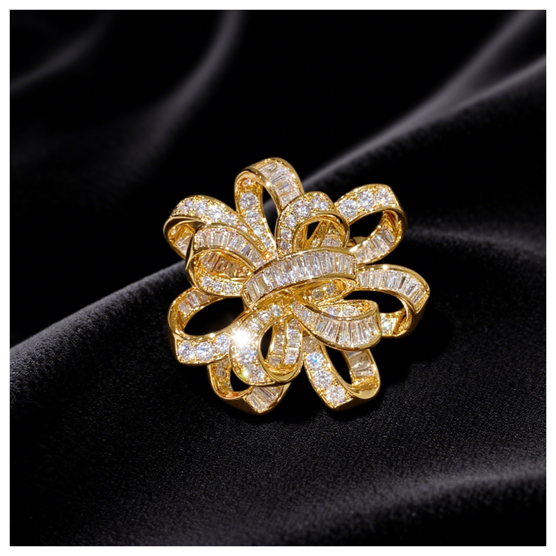 Luxury Ribbon - Shaped Crystal Brooch for Elegant Style
