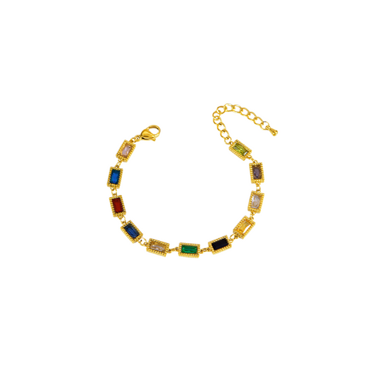 Colorful Zircon Bracelet - Stylish and Versatile Multi - colored Gem Hand Jewelry