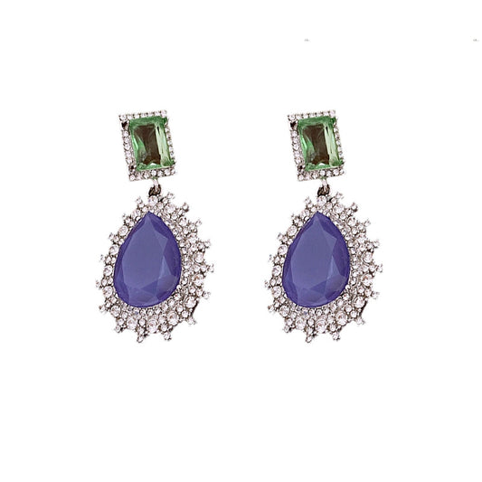 Sterling Silver Needle Teardrop Earrings with Crystals – Vintage Chic, Elegant and Versatile Statement Jewelry
