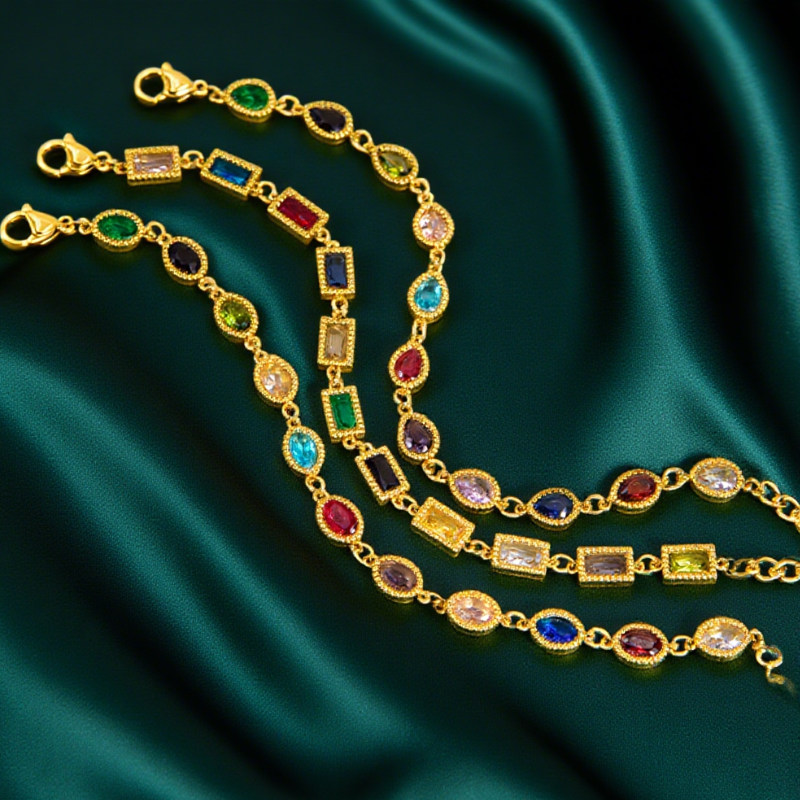Colorful Zircon Bracelet - Stylish and Versatile Multi - colored Gem Hand Jewelry