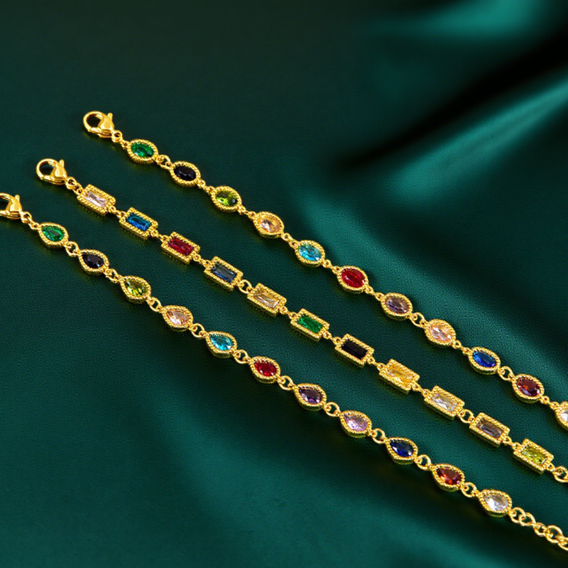 Colorful Zircon Bracelet - Stylish and Versatile Multi - colored Gem Hand Jewelry