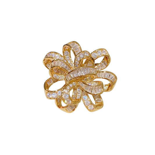 Luxury Ribbon - Shaped Crystal Brooch for Elegant Style