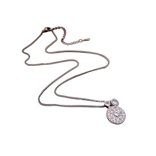 Geometric Zircon Pendant Necklace – Vintage Minimalist Collarbone Chain, 18K Gold-Plated Elegant Jewelry