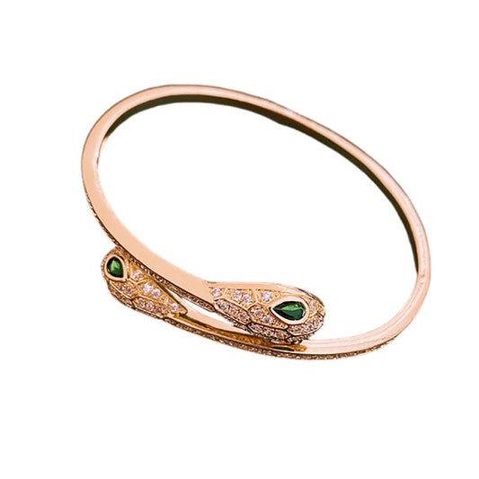 Gold-Plated Zodiac Snake Bracelet – Minimalist Serpentine Bangle, Luxury Birth Year Jewelry for Women