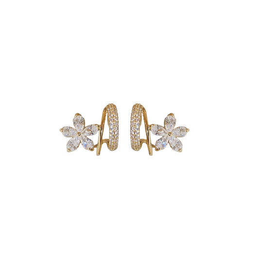 925 Silver Zircon Flower Stud Earrings – Korean Minimalist Elegance, Hypoallergenic Everyday Luxury