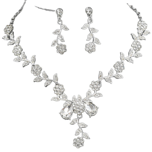 Luxurious Vintage Necklace Set: Crystal Elegance for Bridal and Evening Gowns